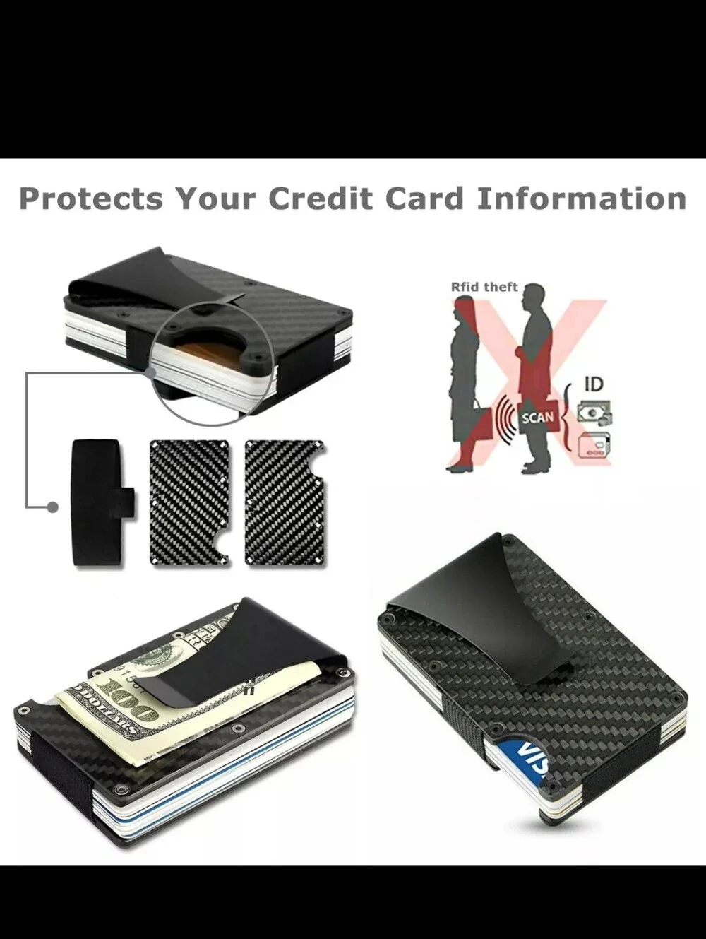 Mens RFid carbon fiber  credit card and money clip nwt